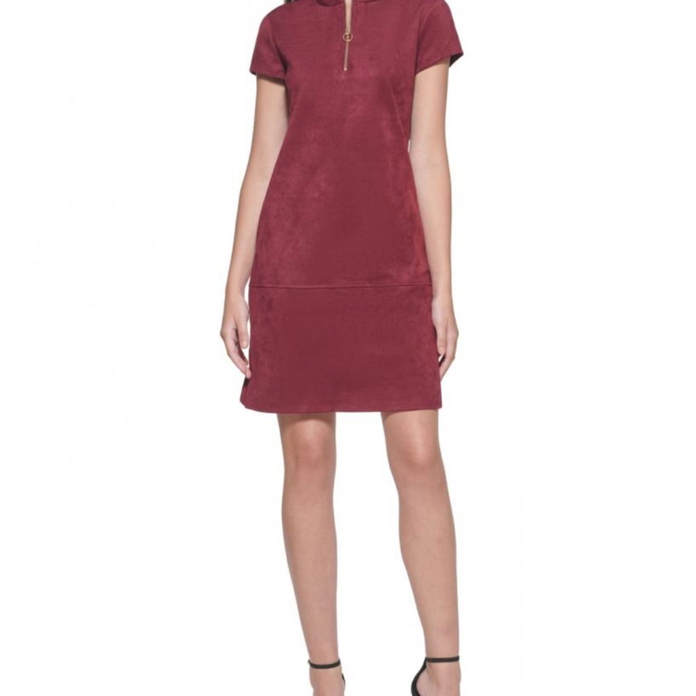 Kensie Burgundy Dress with Zipper Detail